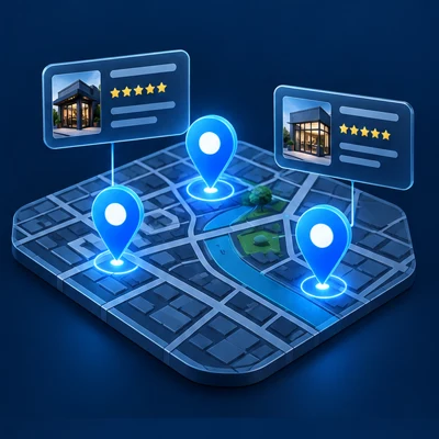 Lokalna mapa i profile firm - ilustracja